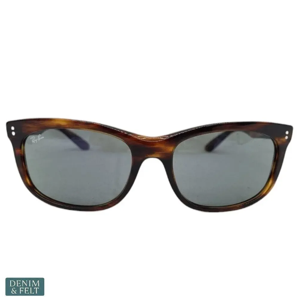 NEW Ray-Ban Unisex Balorette Striped Havana Pillow Frame Blue‎ Lens Sunglasses
